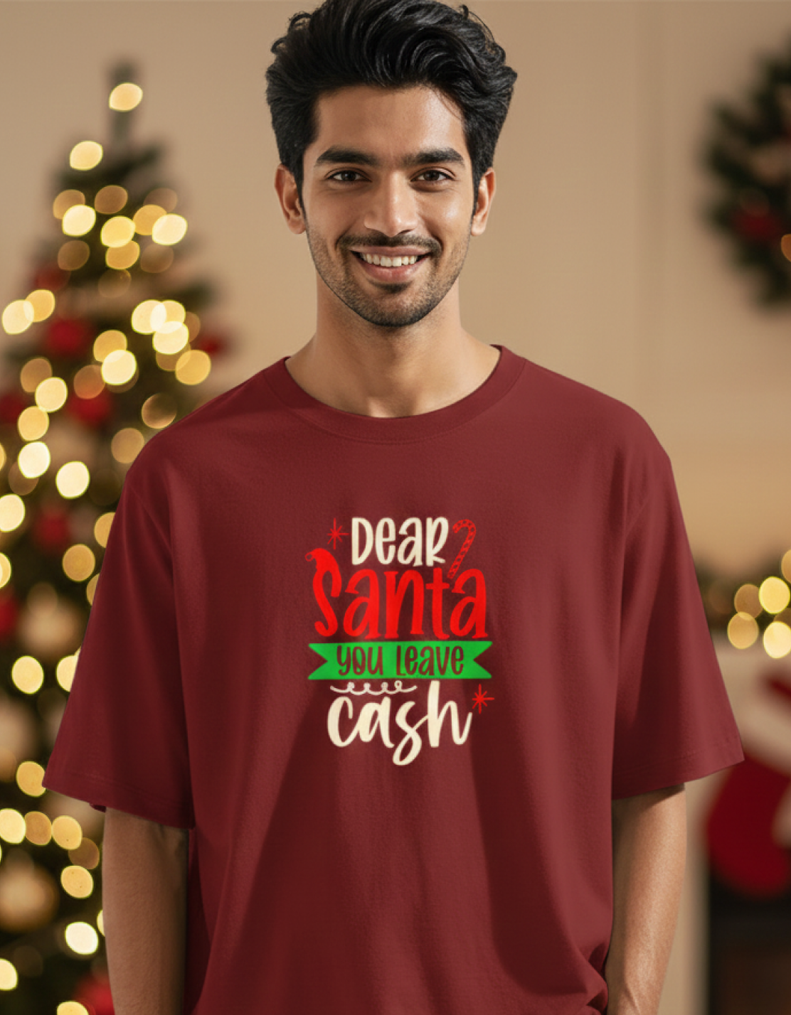 Essential Dear Santa You Leave Cash Unisex Red T-Shirt