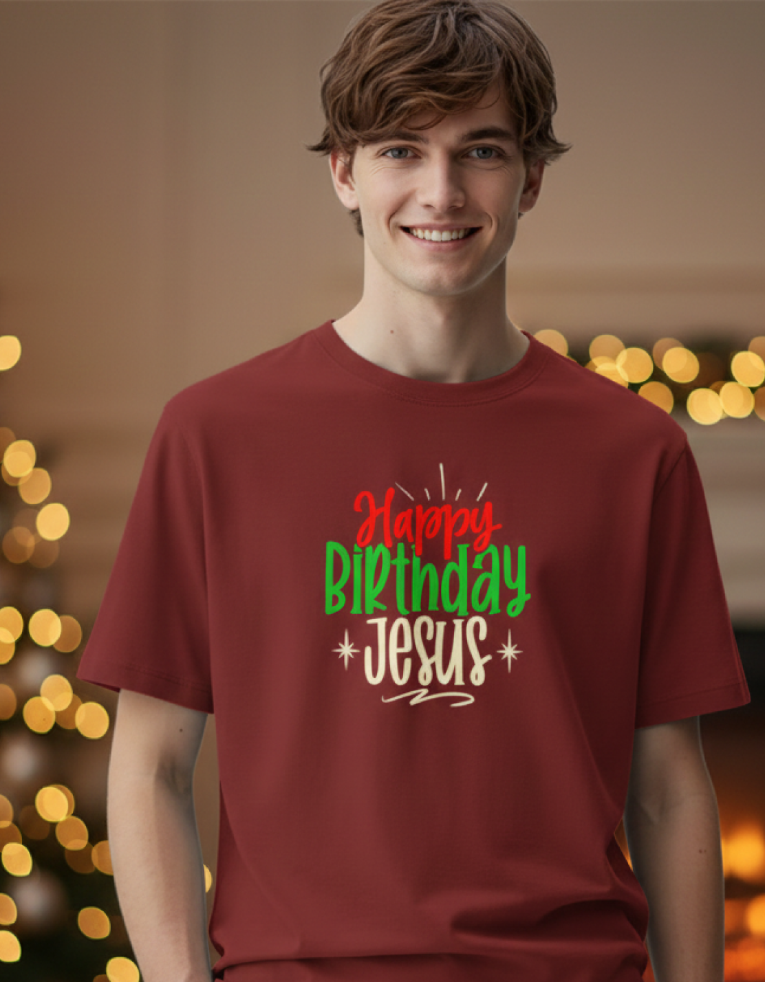Essential Happy Birthday Jesus Unisex Red T-Shirt