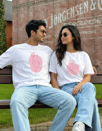 (COMBO) Blush Bloom & Soft Petals – Valentine’s Couple Edition Classic Crew T-Shirt